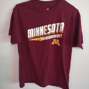 Hanes Minnesota Golden Gophers Golden Men's Maroon Short Sleeve T shirt Size Lg